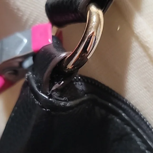 Tignanello Black Leather Bikercore Bohemian Hobo Shoulder Bag Satchel PurseTote - Picture 10 of 16